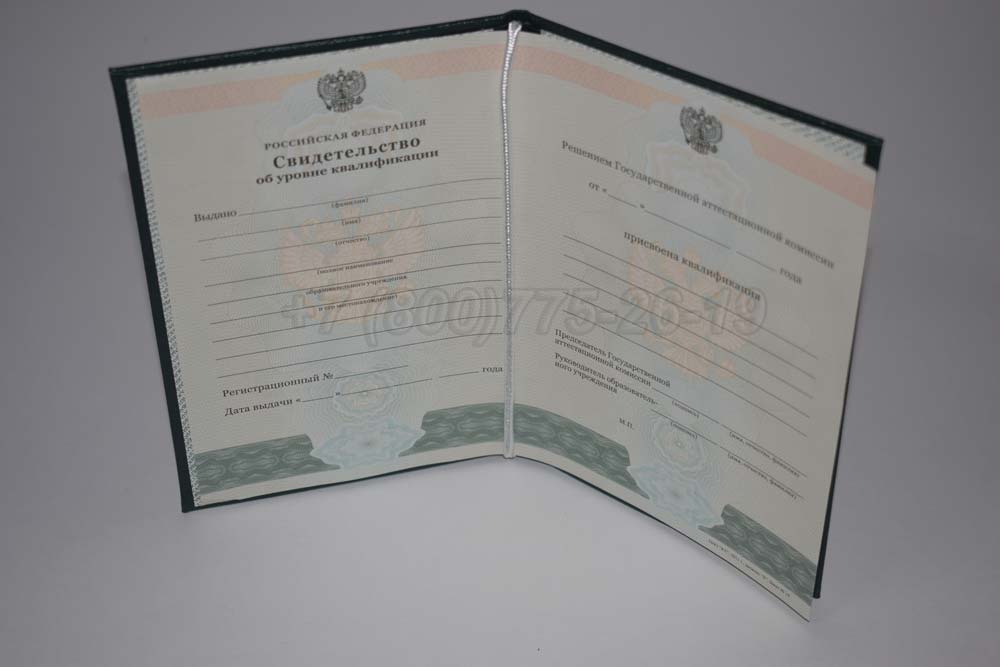 Свидетельство об уровне квалификации Гознак 1994-2025 год выпуска г.Омск