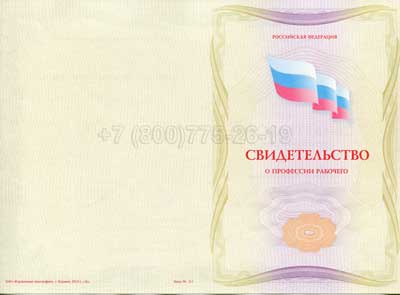 Свидетельство о профессии Гознак г.Омск