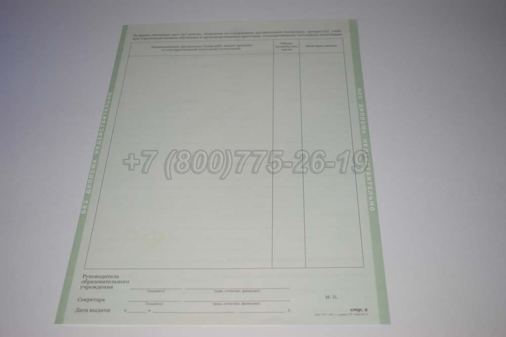 Приложение к диплому ПТУ Гознак 2011-2025 год выпуска г.Омск