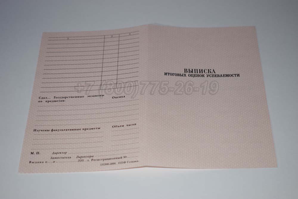 Выписка к диплому ПТУ Гознак 1994-2006 год выпуска г.Омск