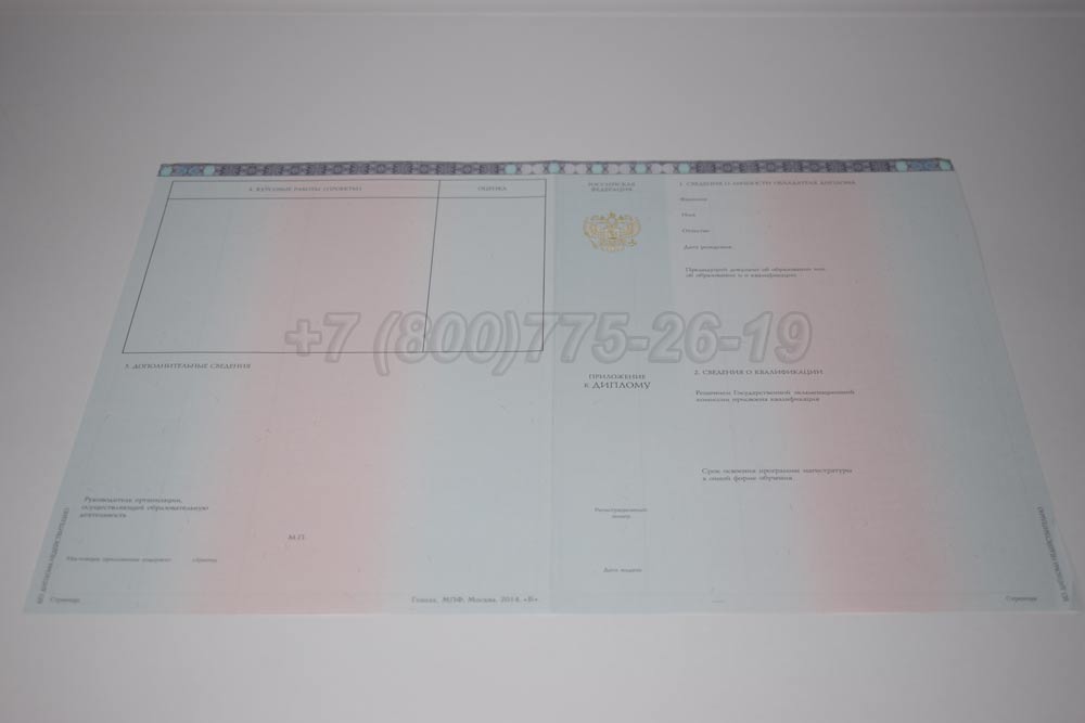 Приложение к диплому магистра Гознак 2014-2025 год выпуска г.Омск