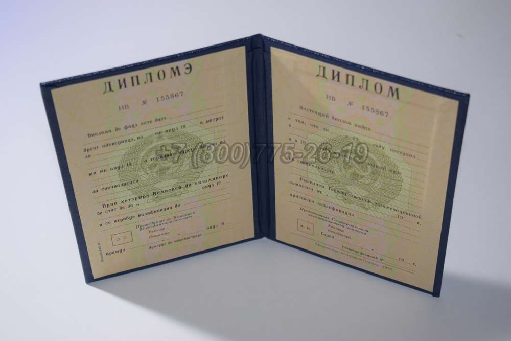 Диплом вуза Молдавской ССР Гознак 1975-1991 год выпуска г.Омск