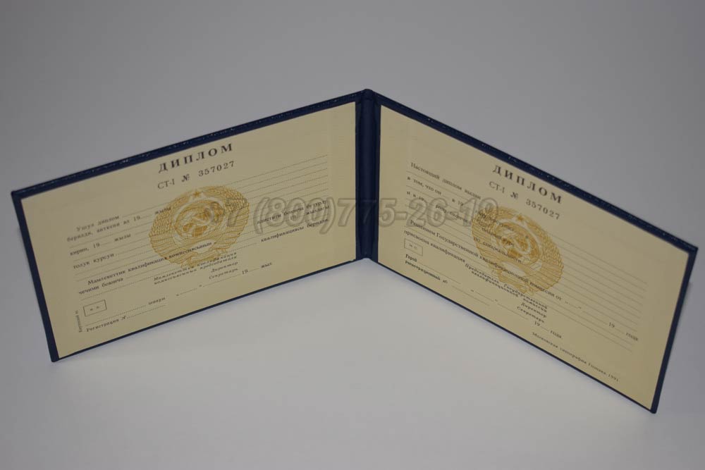 Диплом техникума Киргизской ССР Гознак 1975-1991 год выпуска г.Омск