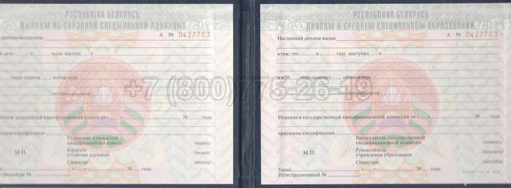 Диплом техникума Белоруссии Гознак 2000-2011 год выпуска г.Омск